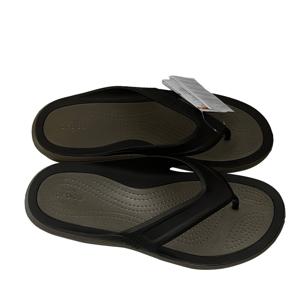 NEW Crocs Mens Swiftwater Wave Flip Flops Size 12 Brown/Tan  Sandals